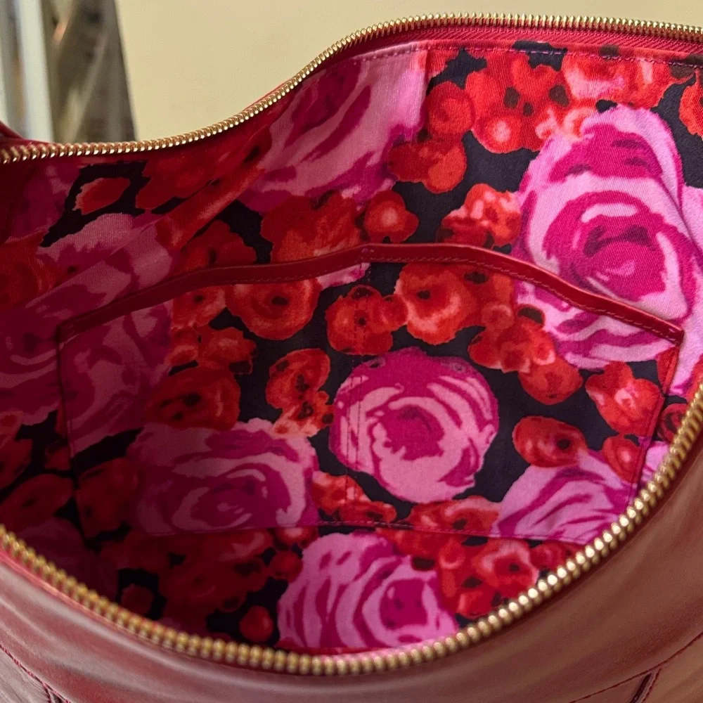 Kate Spade New York Red Leather Shoulder‎ Bag – Floral Lining